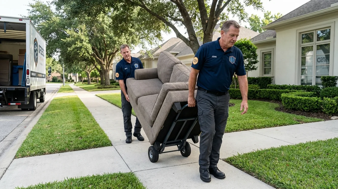 Local residential moving crew loading furniture in West Salem, WI